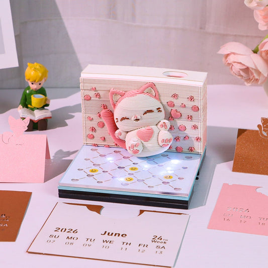 3D Calendar 2026 - Jumping cat