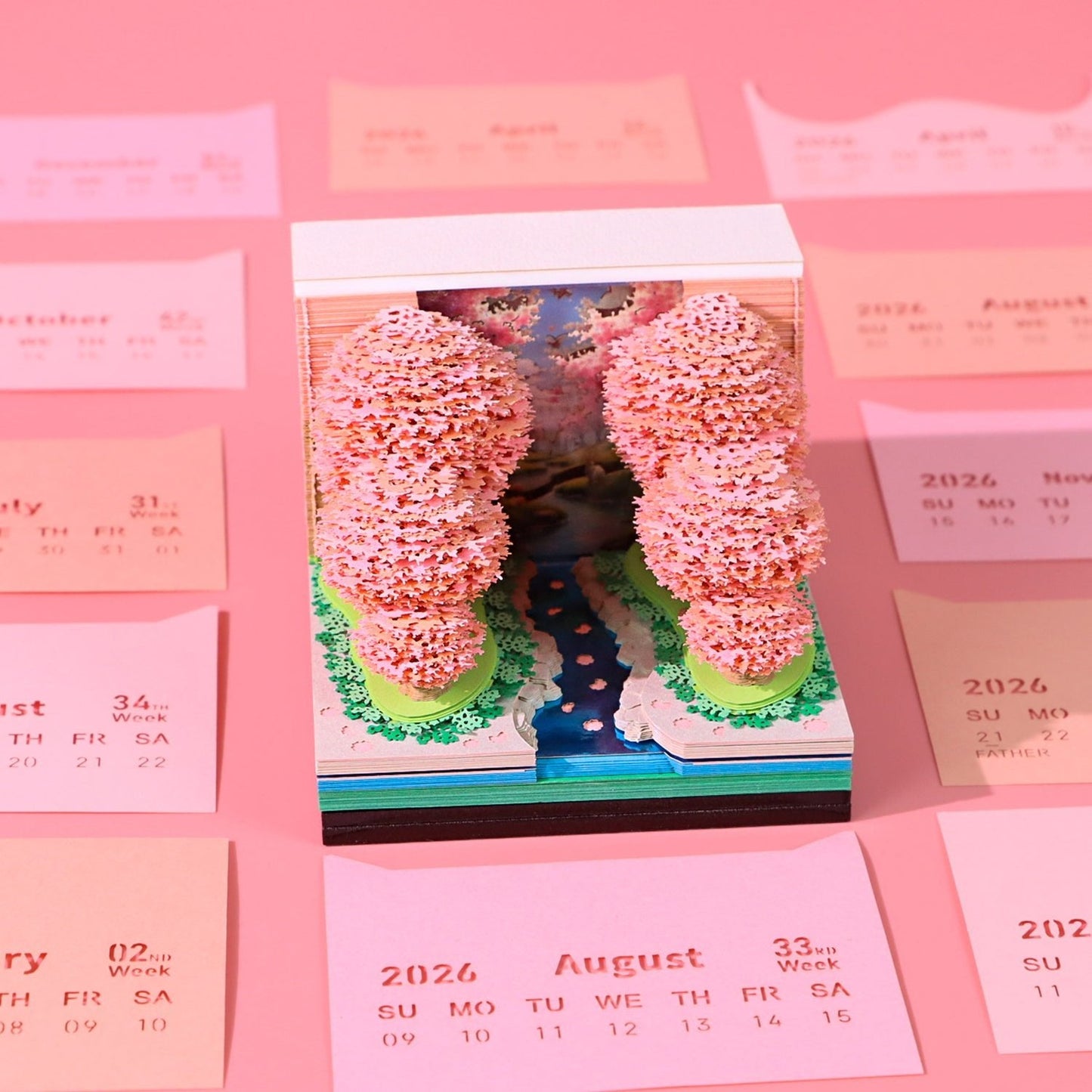 3D Calendar 2026 - Peach Blossom Forest