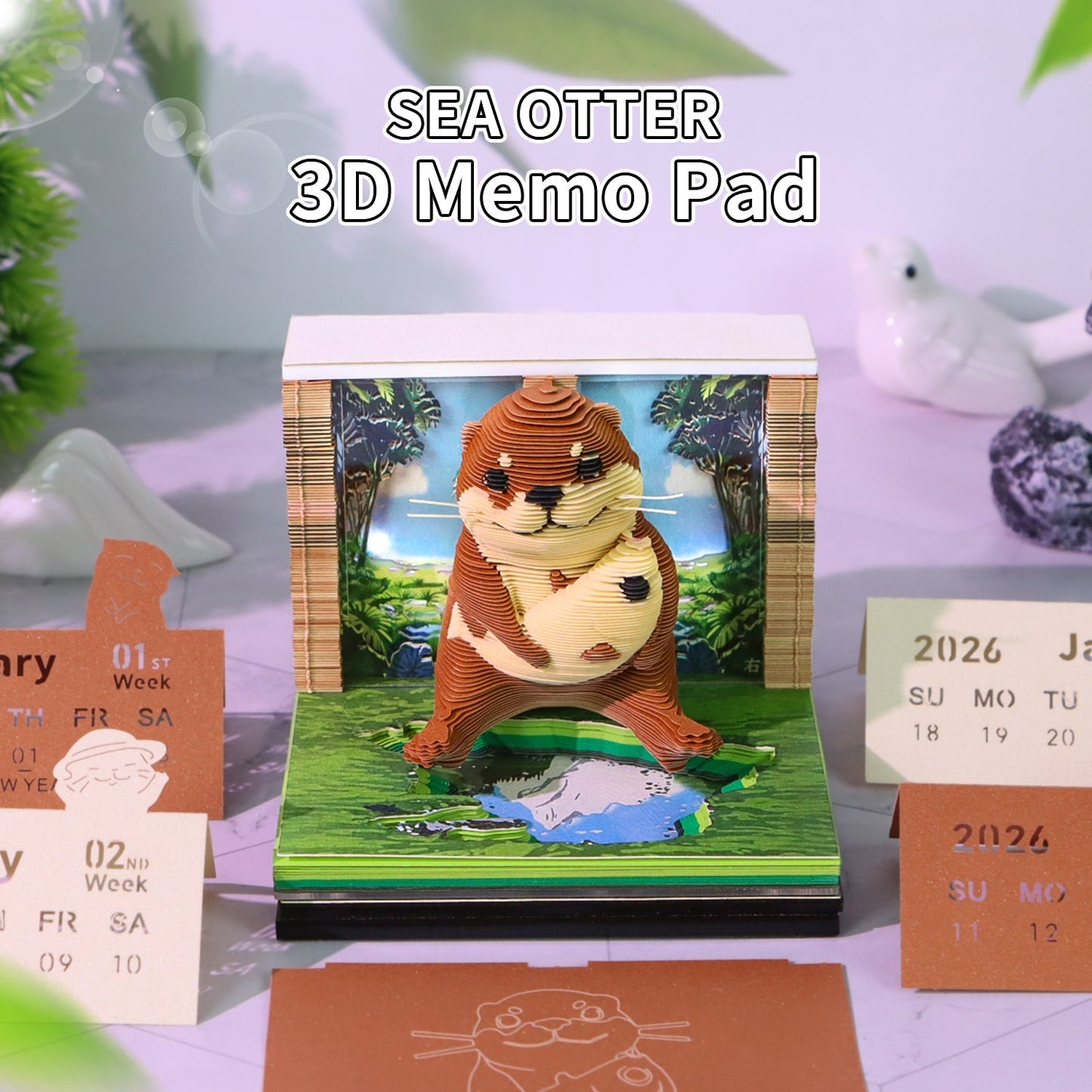 3D Calendar 2026 - Sea Otter