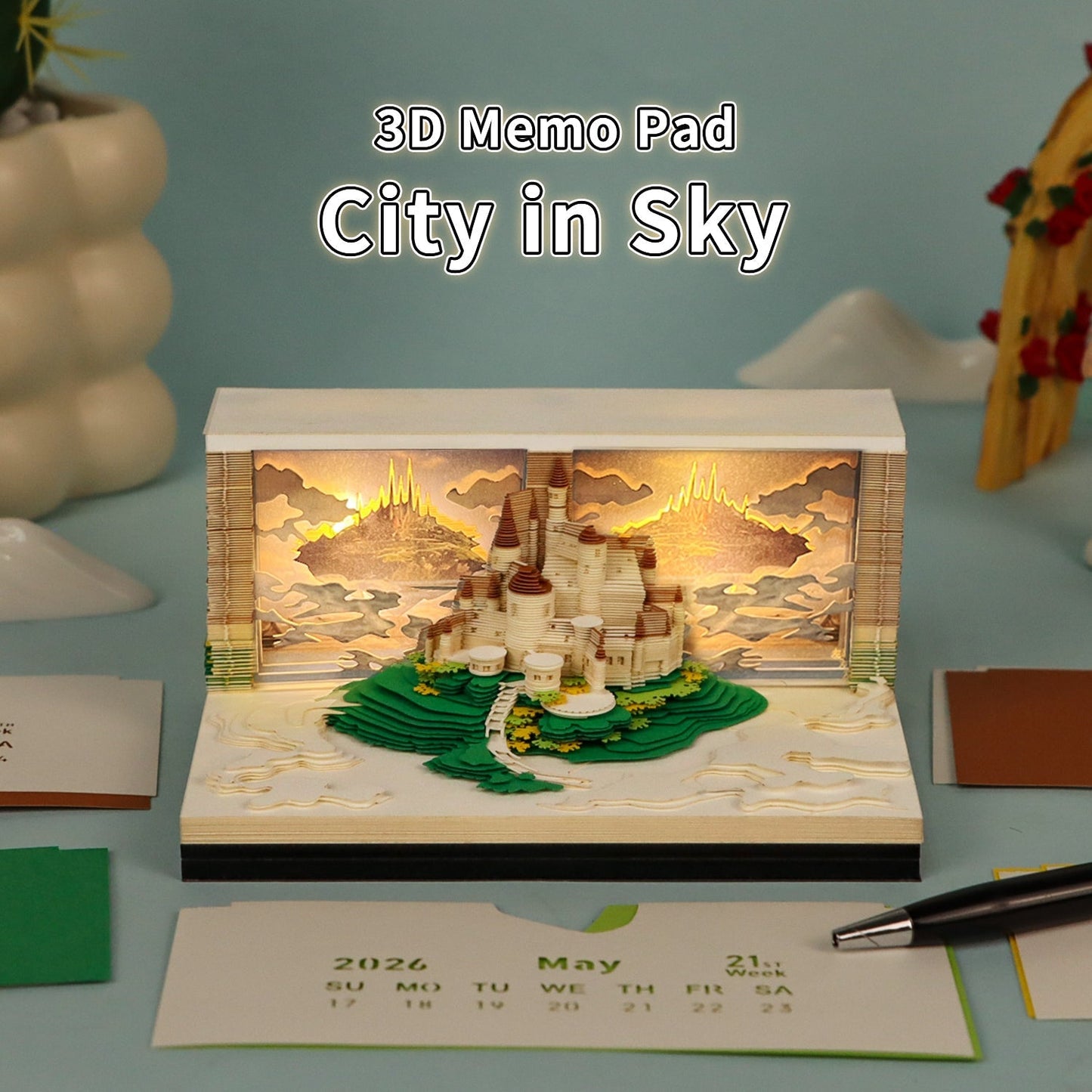 3D-Kalender 2026 – Stadt im Himmel